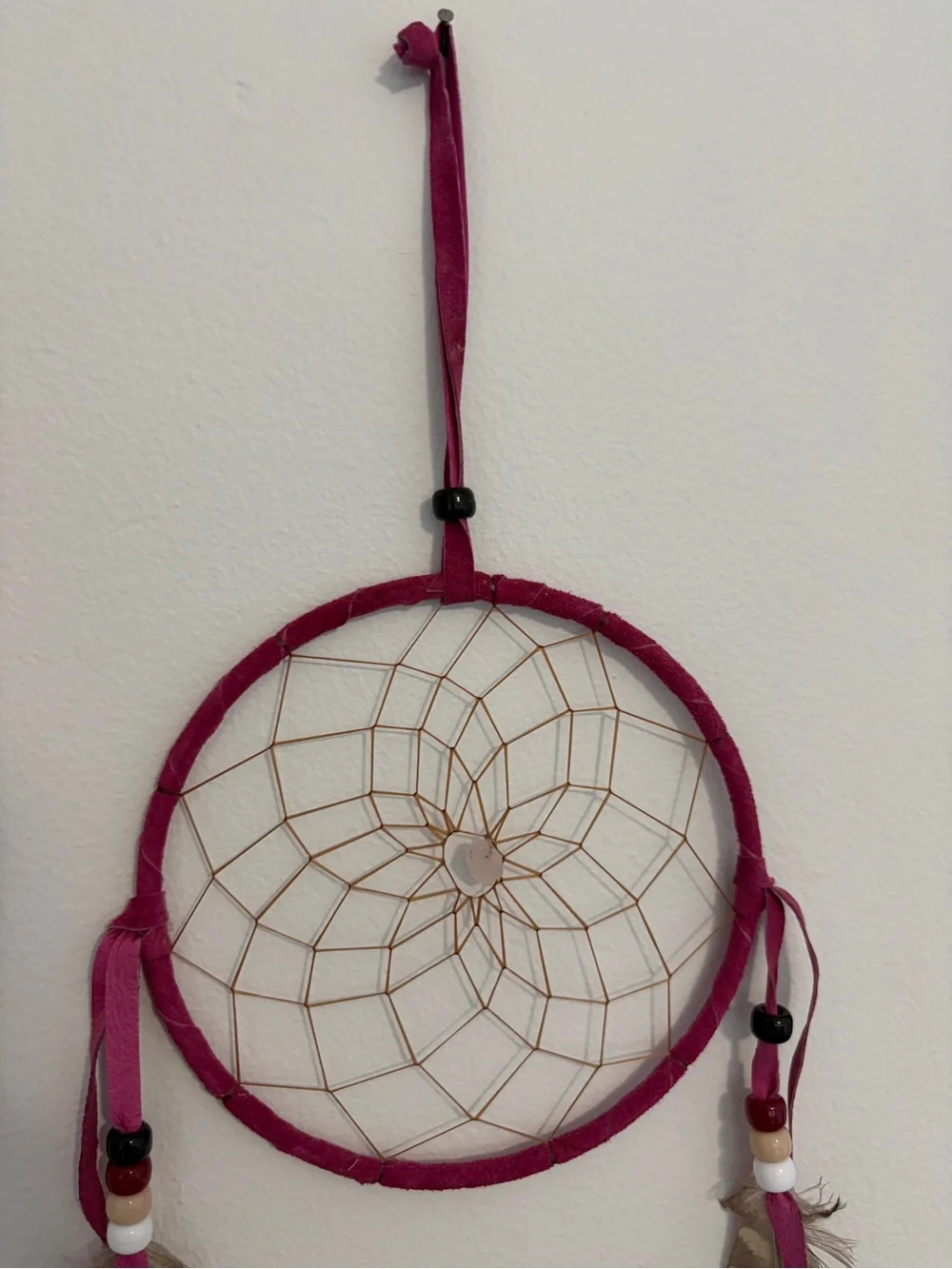 Dreamcatcher with Burgundy Hoop and Feathers